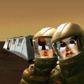 Alexandrine et Émile Zolo, en exploration dans la région de Méridiani Planum. Trekkers, inventeurs chasseurs, explorateurs, collectionneurs, historiographes, et reporters libres, sur Mars, pour le compte de mondoclone©.